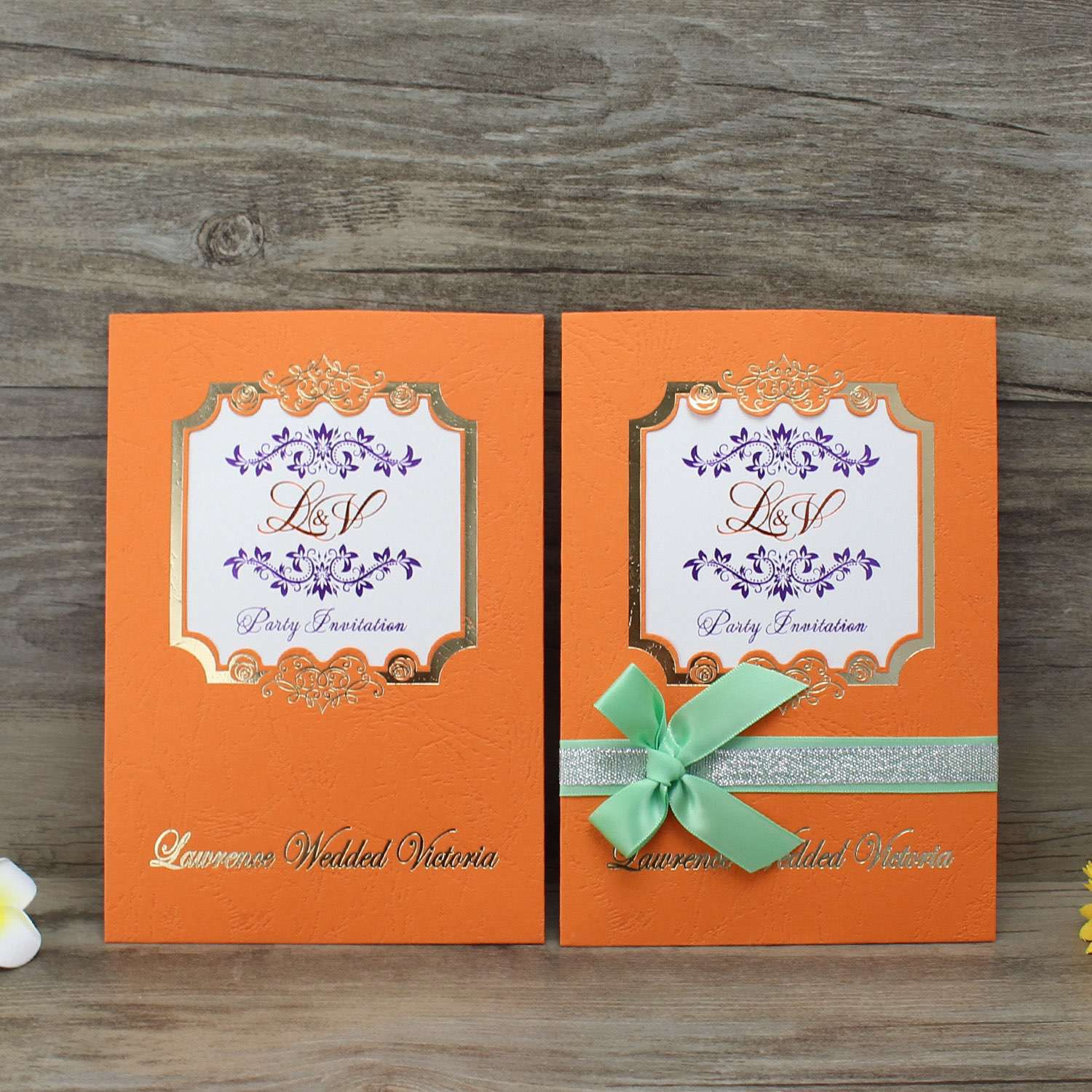 Orange Invitation Pocket Wedding Card Printing Customized 